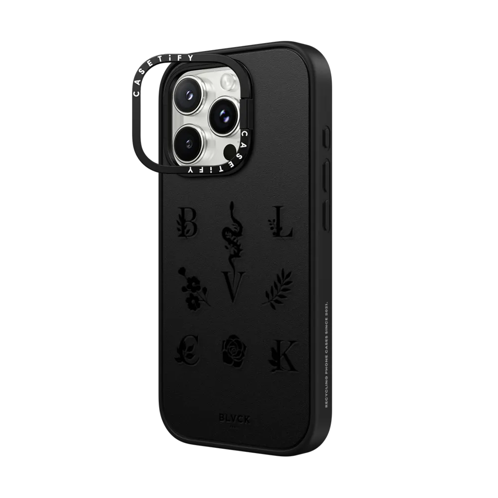 Mirror Ring Stand iPhone 16 Pro Max Case MagSafe Compatible - BLVCK Floral Logo Case