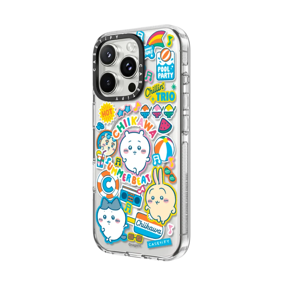Clear iPhone 16 Pro Max Case MagSafe Compatible - Chiikawa Summer Party Sticker Case