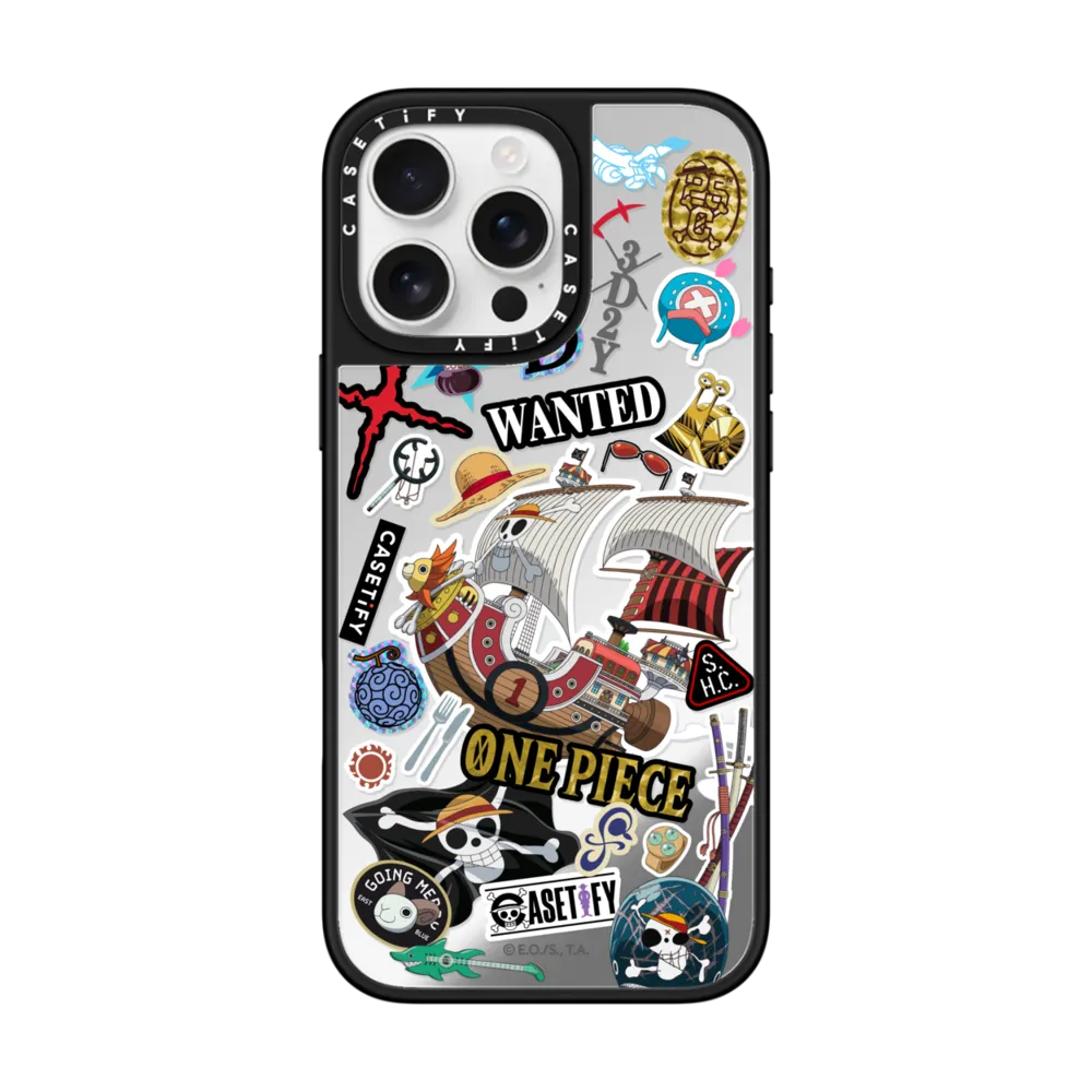 Mirror iPhone 16 Pro Max Case MagSafe Compatible - ONE PIECE 25th Straw Hat Crew Sticker Case