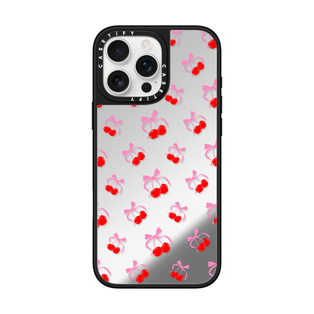 CASETiFY iPhone 16 Pro Max ケース Silver on Black ミラーケース MagSafe対応 Pattern Cherries Jubilee