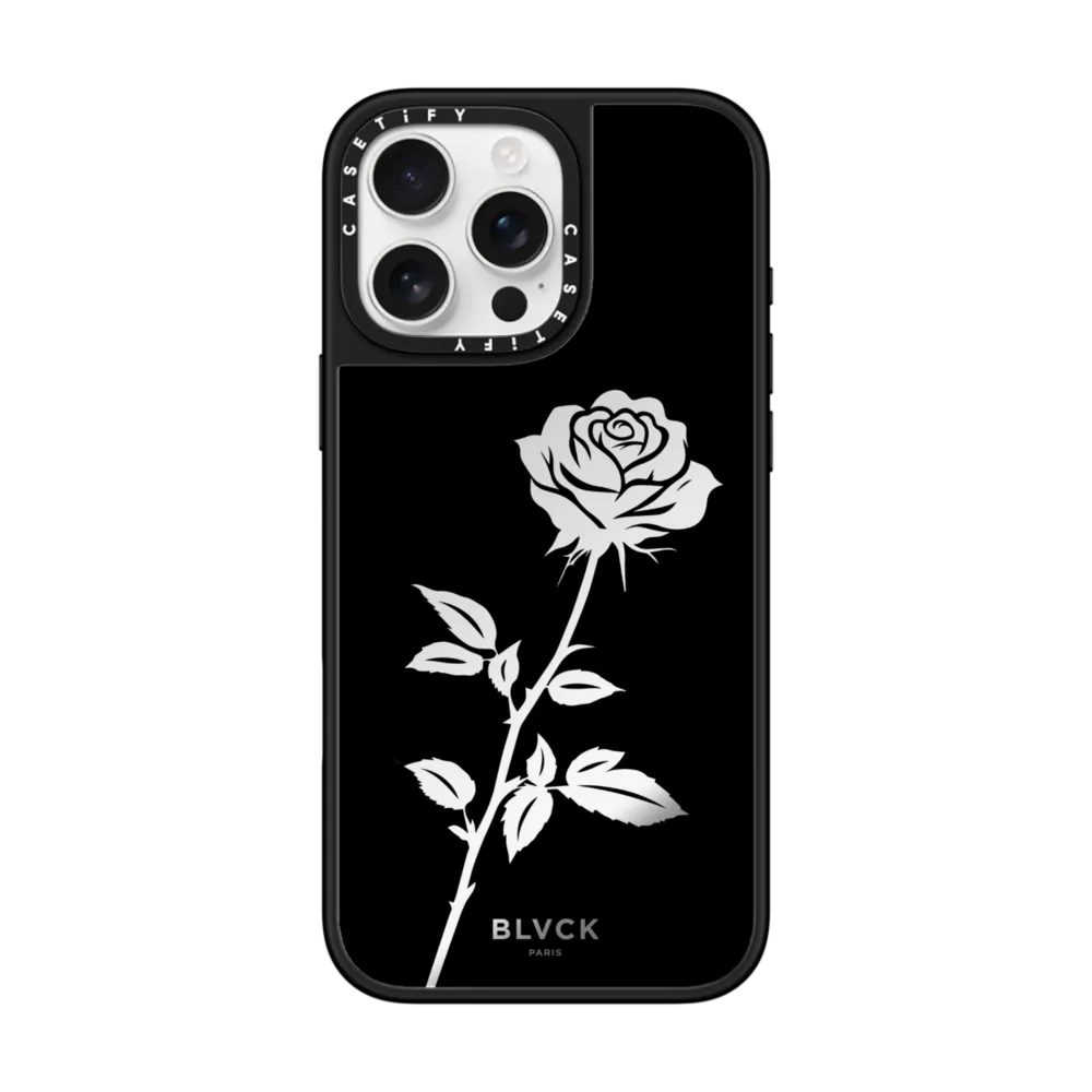 Mirror iPhone 16 Pro Max Case MagSafe Compatible - BLVCK Flower Case - Black