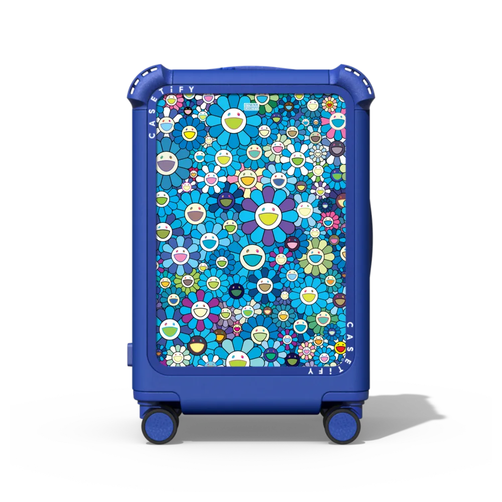 Bounce Suit21" Carry-On Suitcase Case - FLOWERS BLOOM (BLUE) CARRY-ON SUITCASE