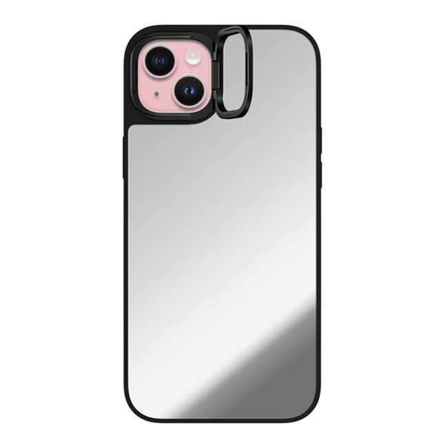 CASETiFY iPhone 15 Plus ケース Silver on Black ミラー リングスタンドケース MagSafe対応 Custom Phone Case casetify