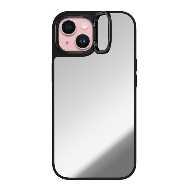 CASETiFY iPhone 15 ケース Silver on Black ミラー リングスタンドケース MagSafe対応 Custom Phone Case casetify