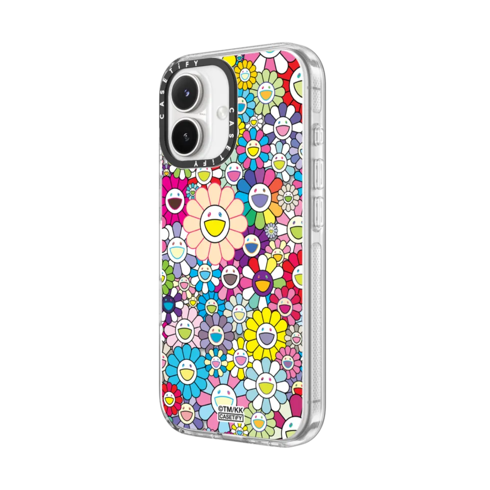Impact Clear iPhone 17 Case MagSafe Compatible - FLOWERS BLOOM (RAINBOW) PHONE CASE