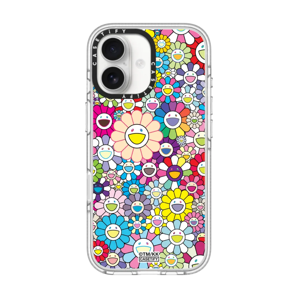 Impact Clear iPhone 17 Case MagSafe Compatible - FLOWERS BLOOM (RAINBOW) PHONE CASE