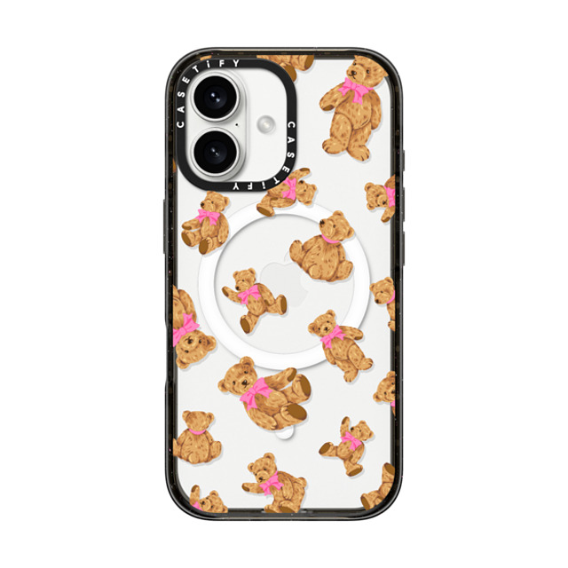 CASETiFY iPhone 16 ケース ブラック インパクトケース MagSafe対応 Animal,Pattern Beary Sweet