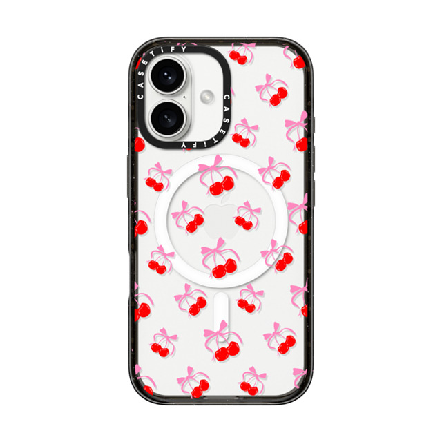 CASETiFY iPhone 16 ケース ブラック インパクトケース MagSafe対応 Pattern Cherries Jubilee