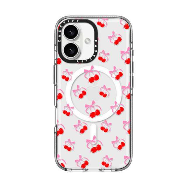 CASETiFY iPhone 16 ケース クリア クリア ケース MagSafe対応 Cherry,Ribbon,Pattern Cherries Jubilee