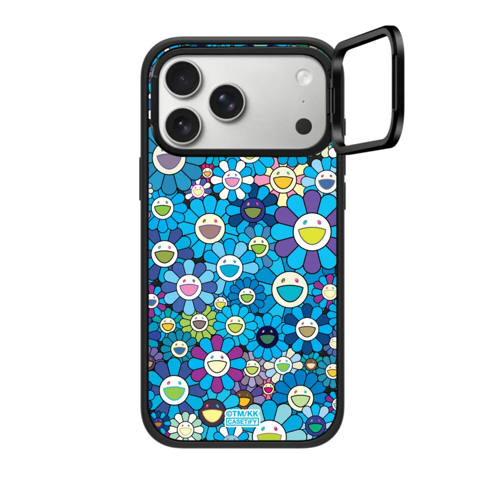 Impact Ring Stand iPhone 17 Pro Max Case MagSafe Compatible - FLOWERS BLOOM (BLUE) PHONE CASE