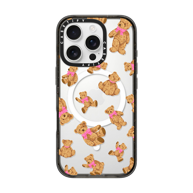 CASETiFY iPhone 16 Pro ケース ブラック インパクトケース MagSafe対応 Animal,Pattern Beary Sweet