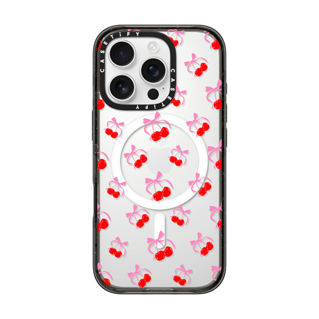 CASETiFY iPhone 16 Pro ケース ブラック インパクトケース MagSafe対応 Pattern Cherries Jubilee