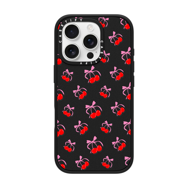 CASETiFY iPhone 16 Pro ケース マットブラック インパクトケース MagSafe対応 Pattern Cherries Jubilee