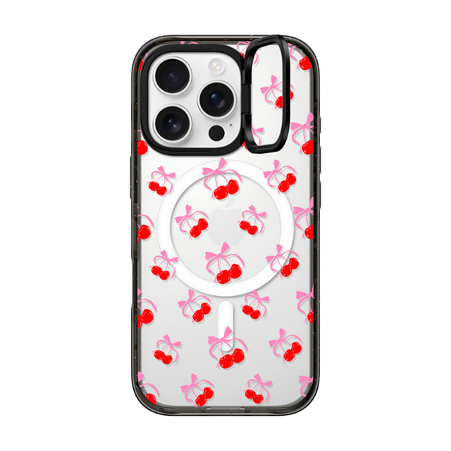 CASETiFY iPhone 16 Pro ケース ブラック インパクトリングスタンドケース MagSafe対応 Pattern Cherries Jubilee