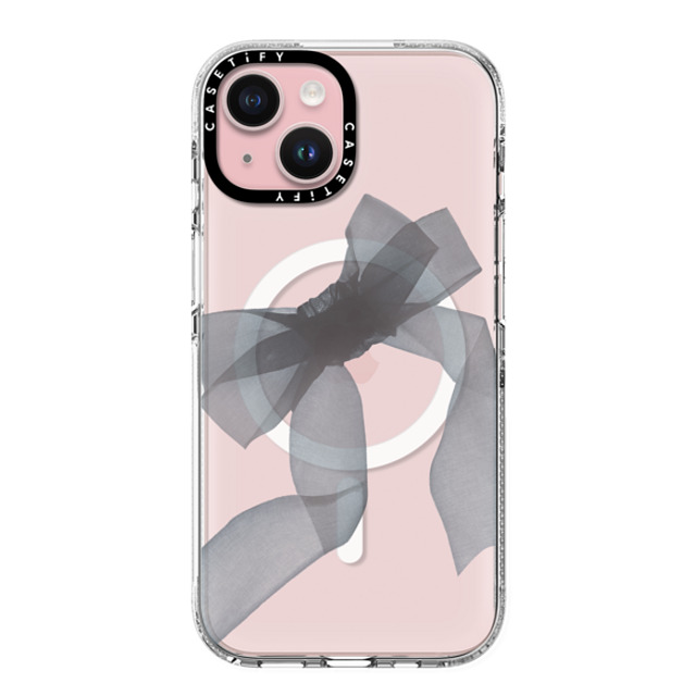 CASETiFY iPhone 15 ケース クリア クリア ケース MagSafe対応 Y2K Black Organza Ribbon