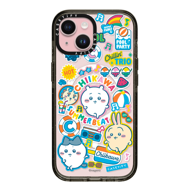 Chiikawa D2 x CASETiFY iPhone 15 �P�[�X �u���b�N �C���p�N�g�P�[�X MagSafe�Ή� Chiikawa Summer Party Sticker Case