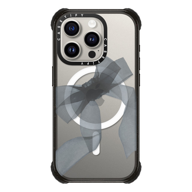 CASETiFY iPhone 15 Pro ケース ブラック ウルトラ インパクトケース MagSafe 対応 Y2K Black Organza Ribbon