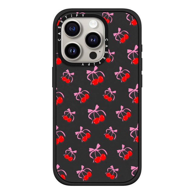 CASETiFY iPhone 15 Pro ケース マットブラック インパクトケース MagSafe対応 Pattern Cherries Jubilee