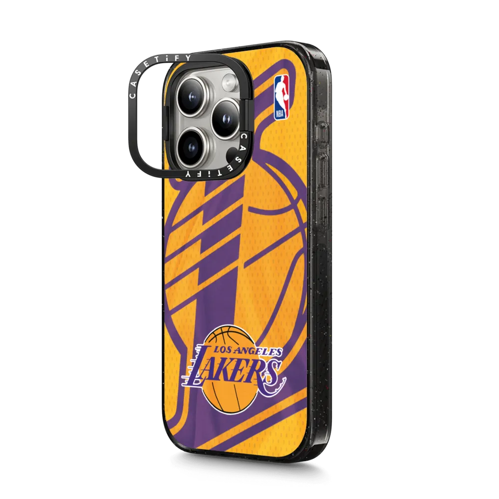 Impact Ring Stand iPhone 15 Pro Case MagSafe Compatible - Los Angeles Lakers Vintage Jersey Case