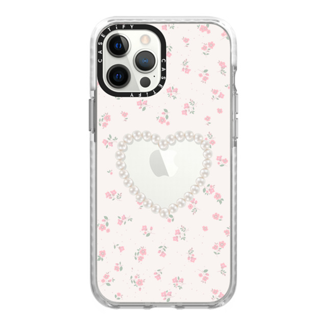 CASETiFY iPhone 12 Pro Max ケース Glossy Frost インパクトケース Heart,Cottagecore Pearly Heart