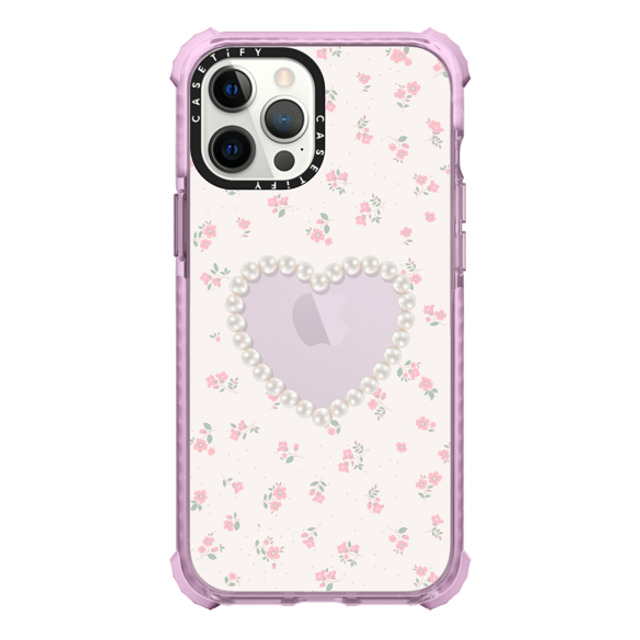 CASETiFY iPhone 12 Pro Max ケース パープル ウルトラインパクトケース Heart,Cottagecore Pearly Heart