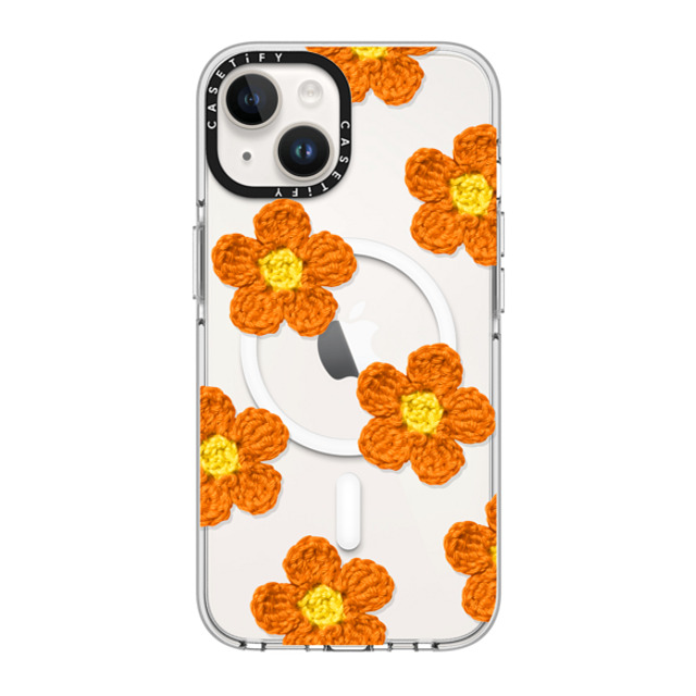 CASETiFY iPhone 14 ケース クリア クリア ケース MagSafe対応 Y2K,Pattern Crochet Flowers - Orange