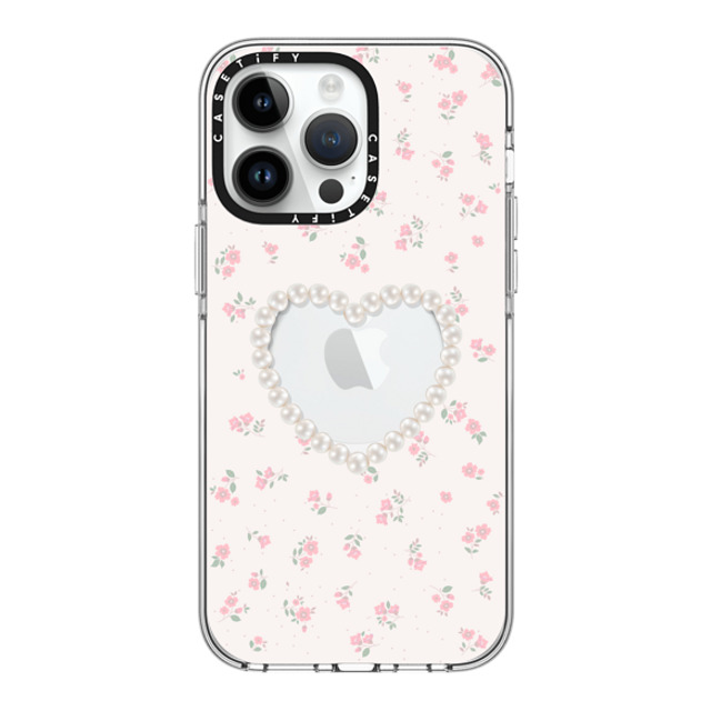 CASETiFY iPhone 14 Pro Max ケース クリア クリア ケース MagSafe対応 Heart,Cottagecore Pearly Heart