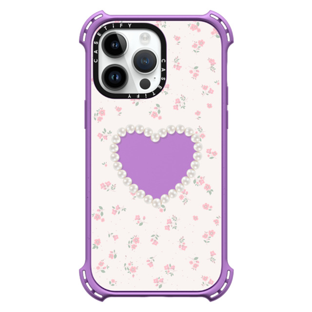 CASETiFY iPhone 14 Pro Max ケース Matte Purple バウンスケース Heart,Cottagecore Pearly Heart