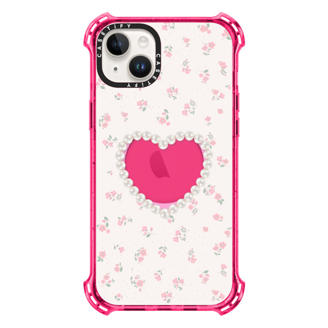 CASETiFY iPhone 14 Plus ケース Bubble Gum バウンスケース Heart,Cottagecore Pearly Heart