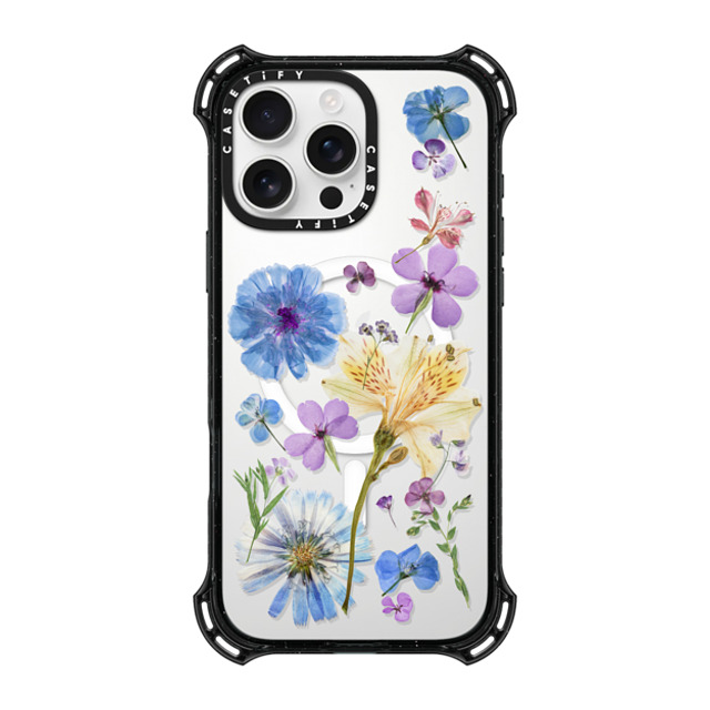 CASETiFY iPhone 16 Pro Max ケース ブラック バウンスケース Floral,nature Pressed Floral