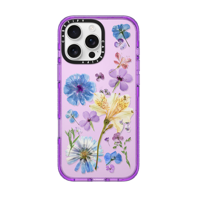 CASETiFY iPhone 16 Pro Max ケース パープル インパクトケース Floral,nature Pressed Floral