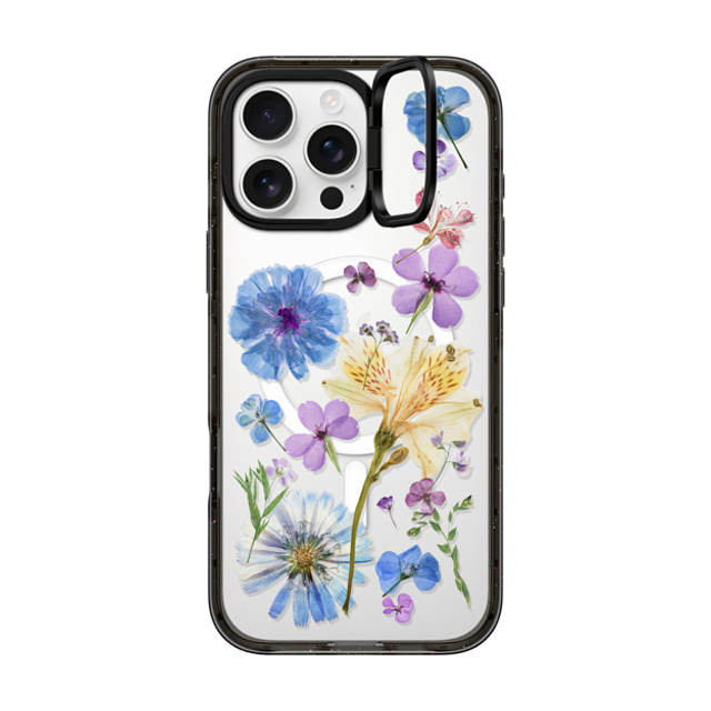 CASETiFY iPhone 16 Pro Max ケース ブラック インパクトリングスタンドケース MagSafe対応 Floral,nature Pressed Floral