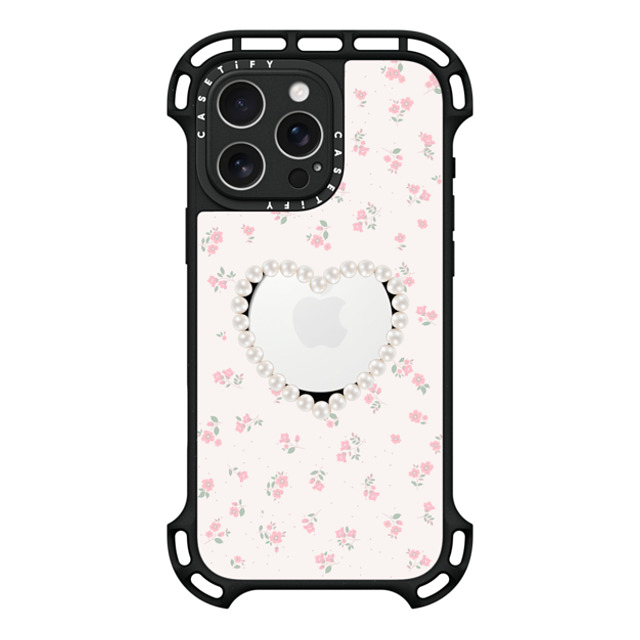 CASETiFY iPhone 16 Pro Max ケース ブラック ウルトラ バウンスケース MagSafe対応 Heart,Cottagecore Pearly Heart