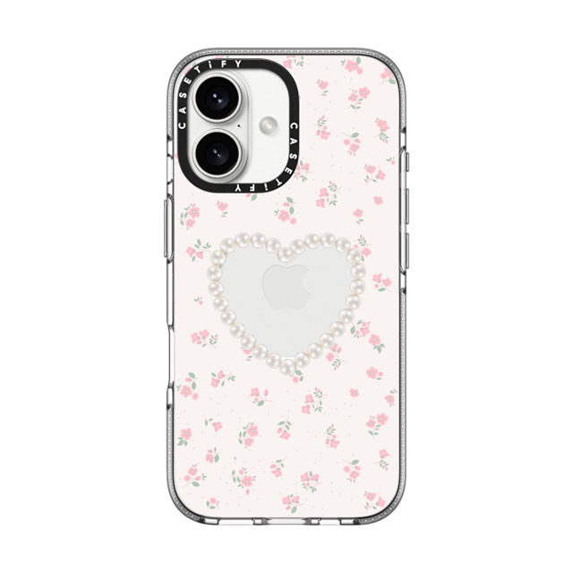 CASETiFY iPhone 16 ケース クリア クリア ケース MagSafe対応 Heart,Cottagecore Pearly Heart