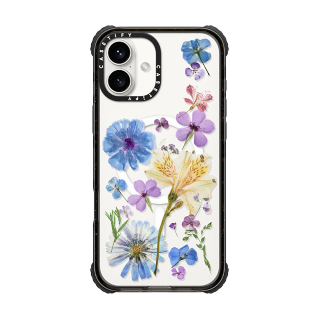 CASETiFY iPhone 16 Plus ケース ブラック ウルトラ インパクトケース MagSafe 対応 Floral,nature Pressed Floral