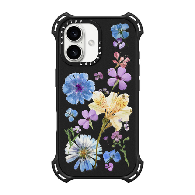 CASETiFY iPhone 16 ケース マットブラック バウンスケース Floral,nature Pressed Floral