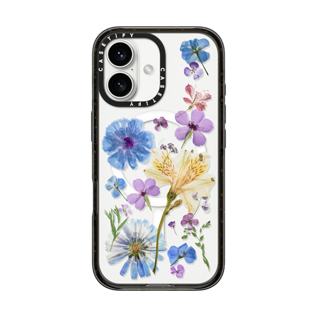 CASETiFY iPhone 16 ケース ブラック インパクトケース MagSafe対応 Floral,nature Pressed Floral