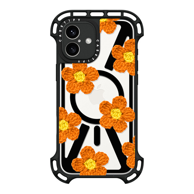 CASETiFY iPhone 16 Plus Case Black ウルトラ バウンスケース MagSafe対応 Floral,Pattern,Y2K Crochet Flowers - Orange CASETiFY iPhone 16 Plus Case Black ウルトラ バウンスケース MagSafe対応 Floral,Pattern,Y2K Crochet Flowers - Orange