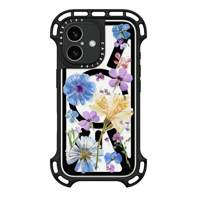 CASETiFY iPhone 16 ケース ブラック ウルトラ バウンスケース MagSafe対応 Floral,nature Pressed Floral