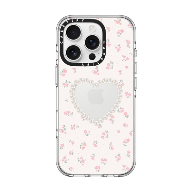 CASETiFY iPhone 16 Pro ケース クリア クリア ケース MagSafe対応 Heart,Cottagecore Pearly Heart