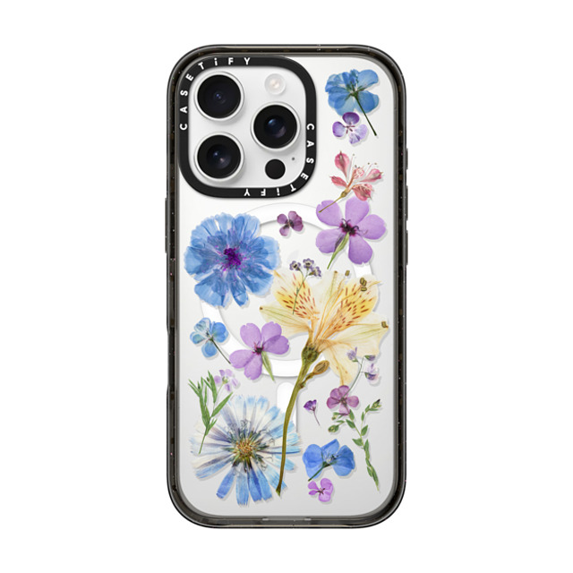 CASETiFY iPhone 16 Pro ケース ブラック インパクトケース MagSafe対応 Floral,nature Pressed Floral