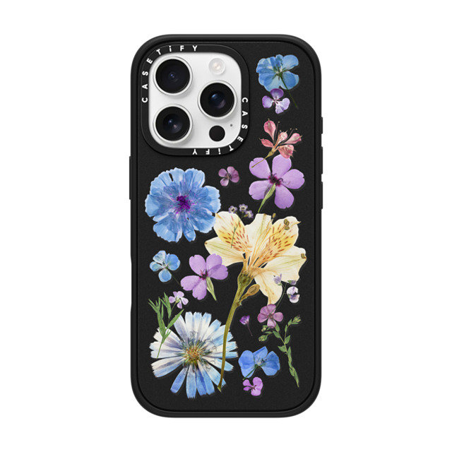 CASETiFY iPhone 16 Pro ケース マットブラック インパクトケース MagSafe対応 Floral,nature Pressed Floral