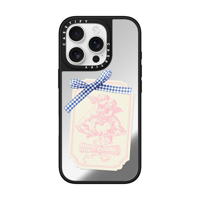 CASETiFY iPhone 16 Pro ケース Silver on Black ミラーケース MagSafe対応 Cottagecore,Love Coquette Journal