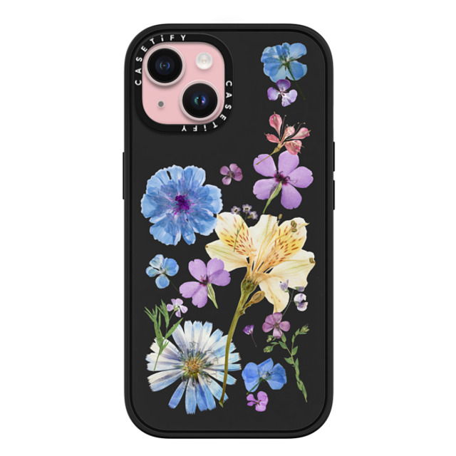 CASETiFY iPhone 15 ケース マットブラック インパクトケース MagSafe対応 Floral,nature Pressed Floral