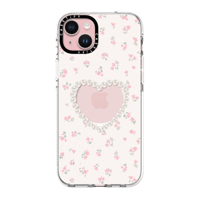 CASETiFY iPhone 15 Plus ケース クリア クリア ケース MagSafe対応 Heart,Cottagecore Pearly Heart