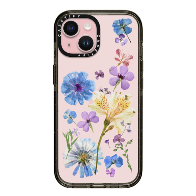 CASETiFY iPhone 15 ケース ブラック インパクトケース Floral,nature Pressed Floral