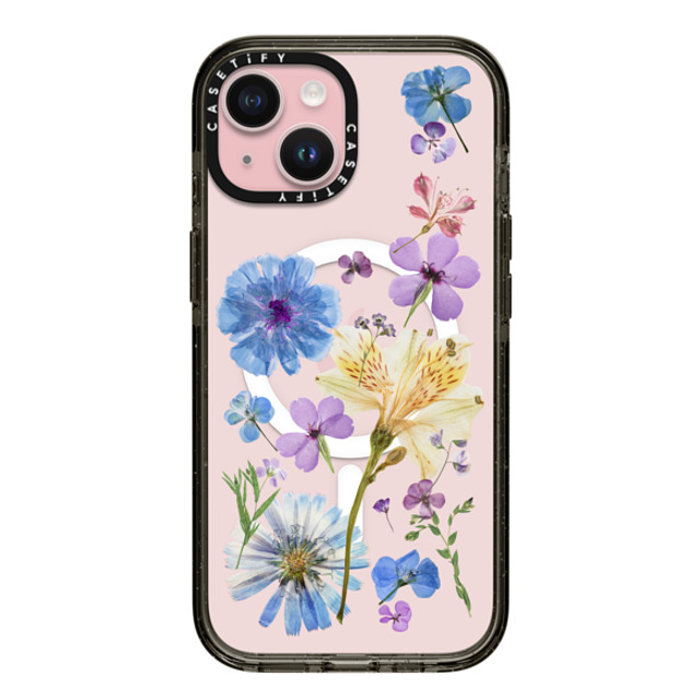 CASETiFY iPhone 15 ケース ブラック インパクトケース MagSafe対応 Floral,nature Pressed Floral