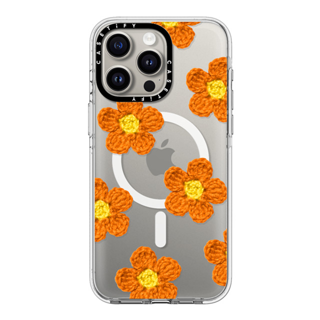 CASETiFY iPhone 15 Pro Max ケース クリア クリア ケース MagSafe対応 Y2K,Pattern Crochet Flowers - Orange