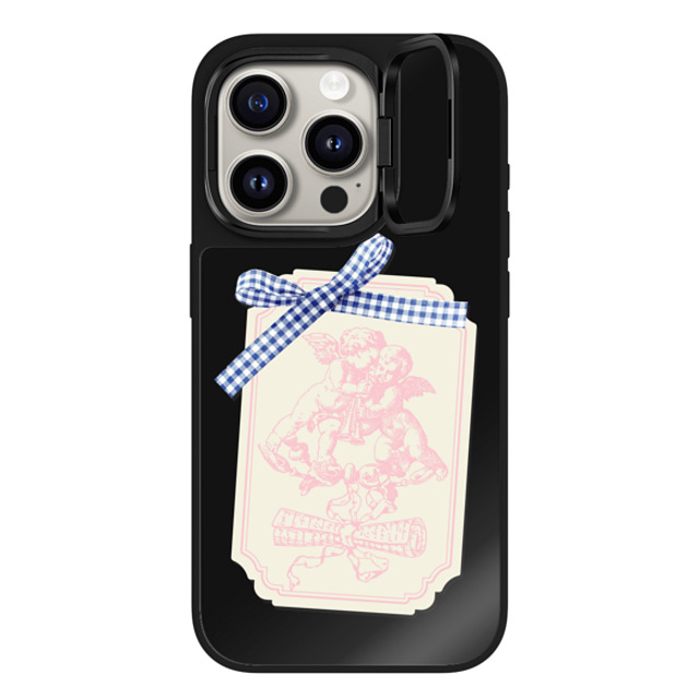 CASETiFY iPhone 15 Pro ケース Black on Black ミラー リングスタンドケース MagSafe対応 Cottagecore,Love Coquette Journal