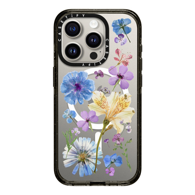 CASETiFY iPhone 15 Pro ケース ブラック インパクトケース MagSafe対応 Floral,nature Pressed Floral